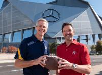 Tim Lieuwen and Chris King in front of Mercedes Benz Stadium