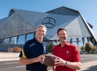 Tim Lieuwen and Chris King in front of Mercedes Benz Stadium